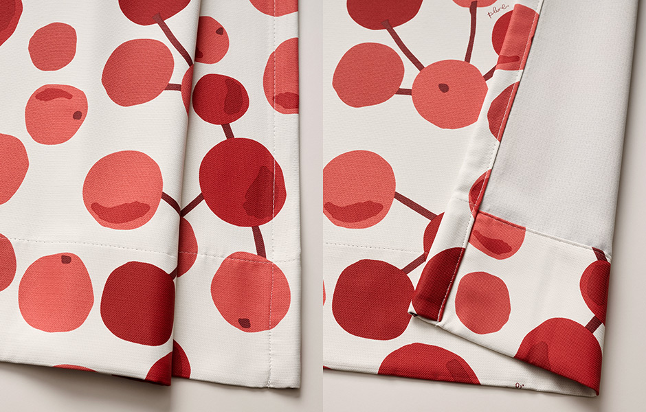 北欧テイストの木の実モチーフがかわいい2級遮光カーテン　大きな木の実（D-8009）