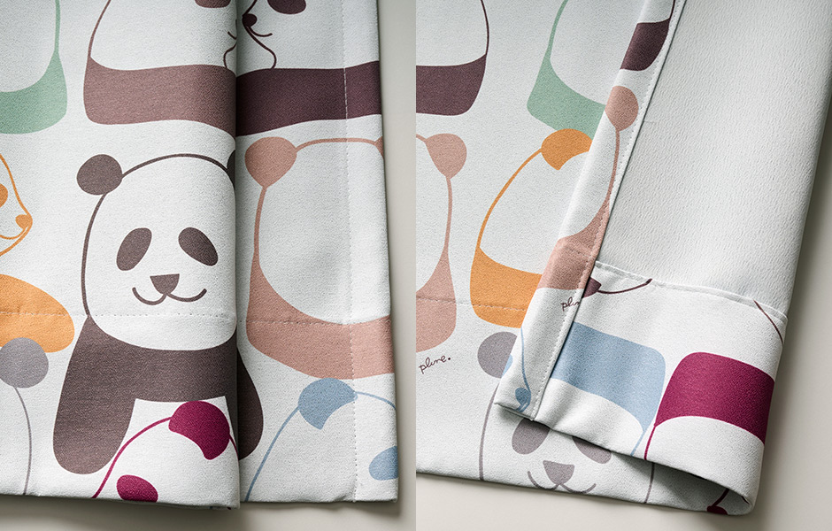 かわいいパンダ柄！子供部屋におすすめの2級遮光カーテン　panda（D-8009）