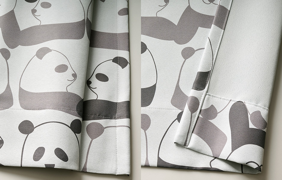 かわいいパンダ柄！子供部屋におすすめの2級遮光カーテン　panda（D-8009）