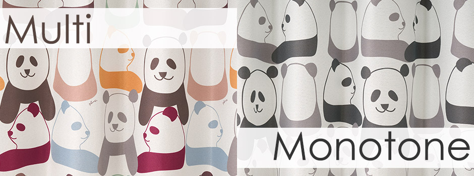 かわいいパンダ柄！子供部屋におすすめの2級遮光カーテン　panda（D-8009）