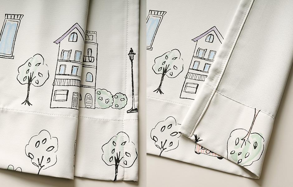 手書き風のパリの街並みがロマンティックな2級遮光カーテン　パリの絵（D-8009）