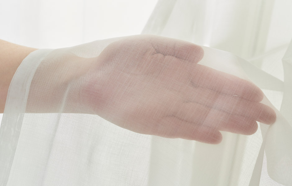 ベーシックな継ぎ目のないボイルレース 防炎レースカーテン LS509