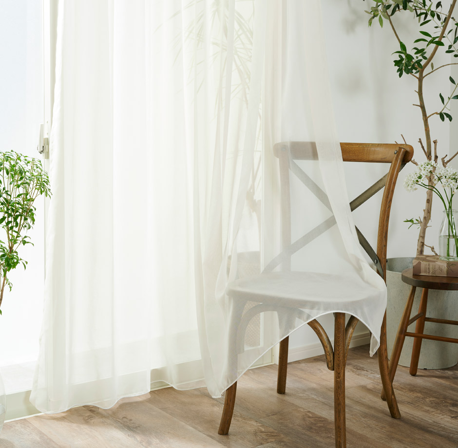 ベーシックな継ぎ目のないボイルレース 防炎レースカーテン LS509