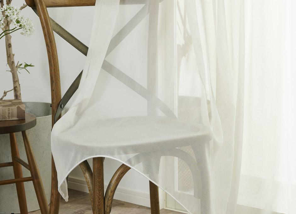 ベーシックな継ぎ目のないボイルレース 防炎レースカーテン LS509