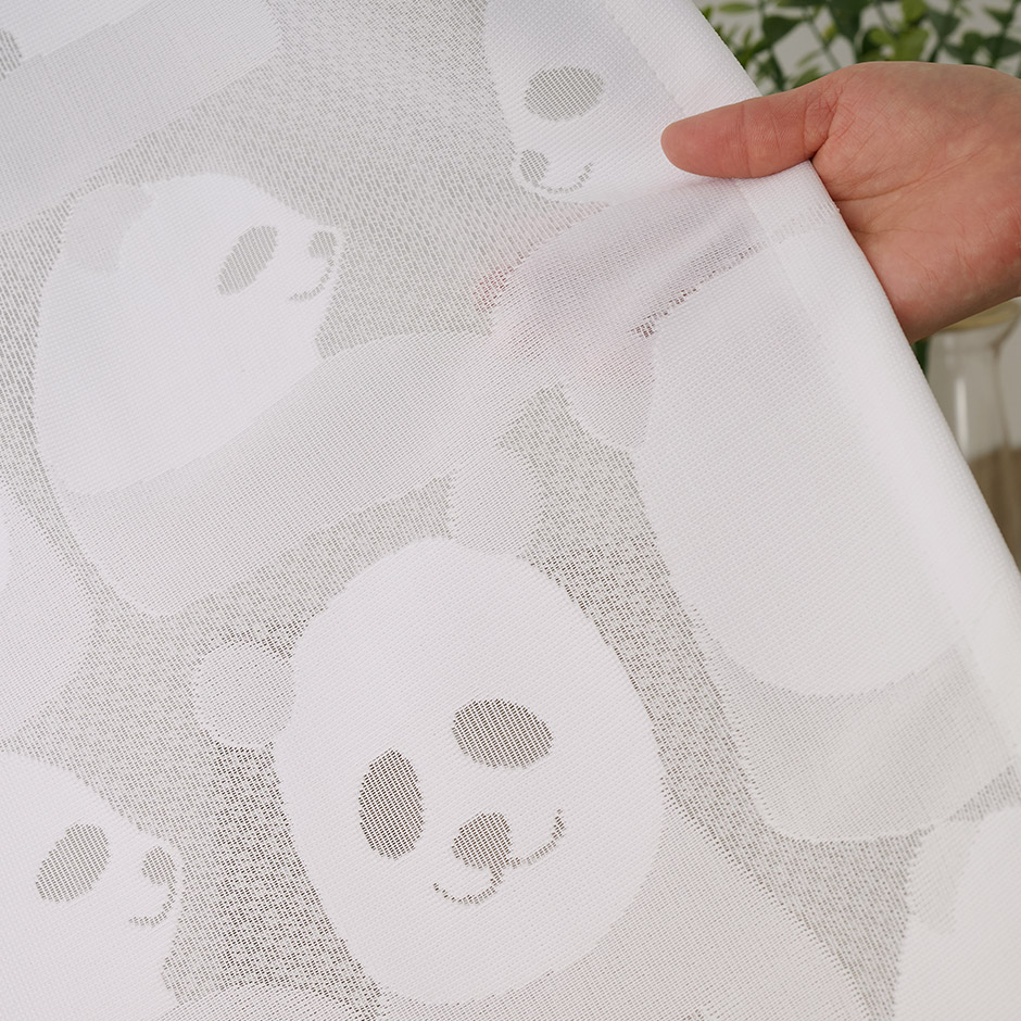 かわいいパンダ柄のミラーレースカーテン レースパンダ（L-8209）