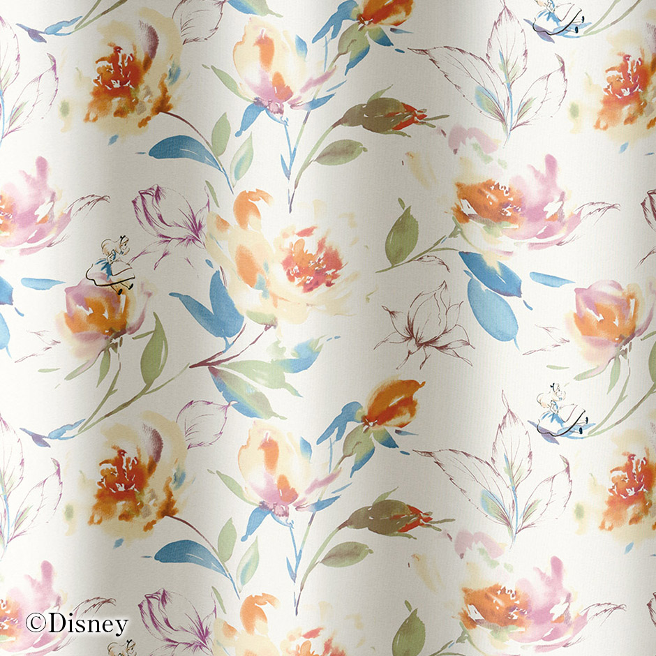 2級遮光カーテン　ディズニー[アリス]・ローズガーデン（D-1196）