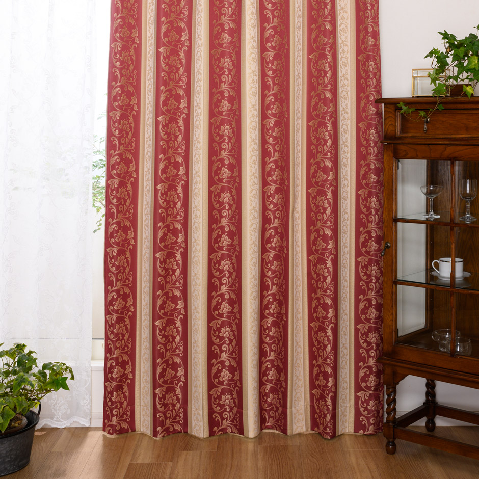 遮光裏地付き二重カーテン　D-0159