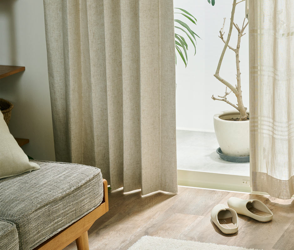 天然素材完全遮光カーテン　D-1152