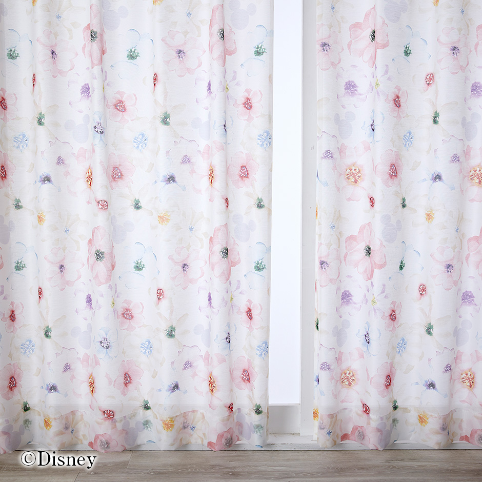 ディズニーレースカーテン　アロマ〔ミッキー〕（L-1296)