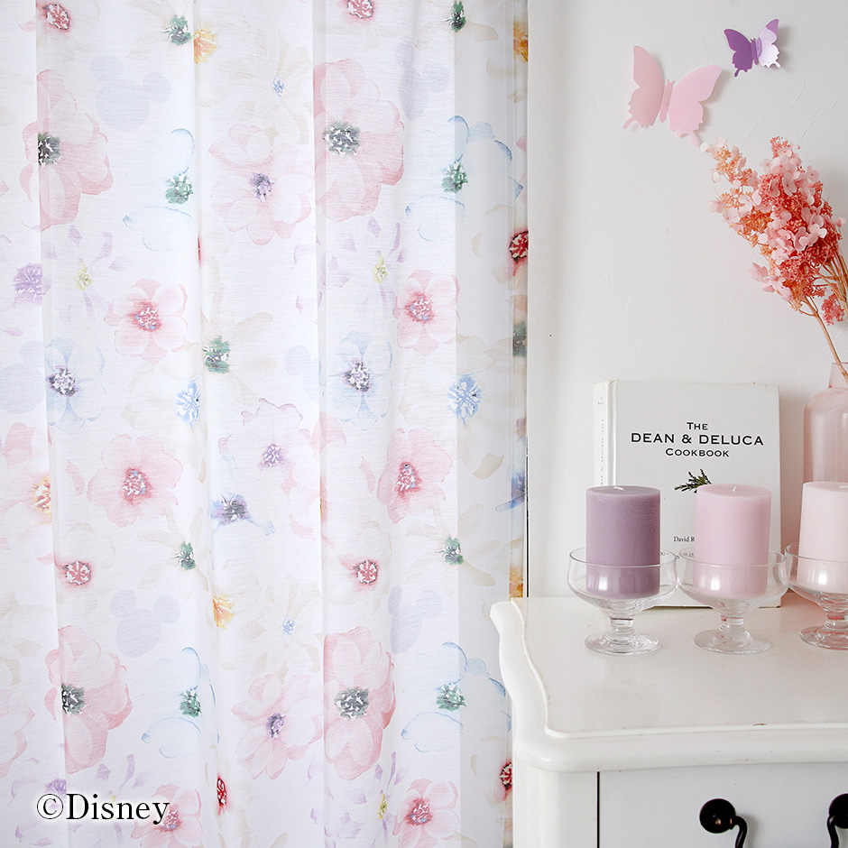 ディズニーレースカーテン　アロマ〔ミッキー〕（L-1296)