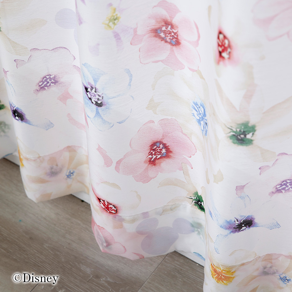 ディズニーレースカーテン　アロマ〔ミッキー〕（L-1296)