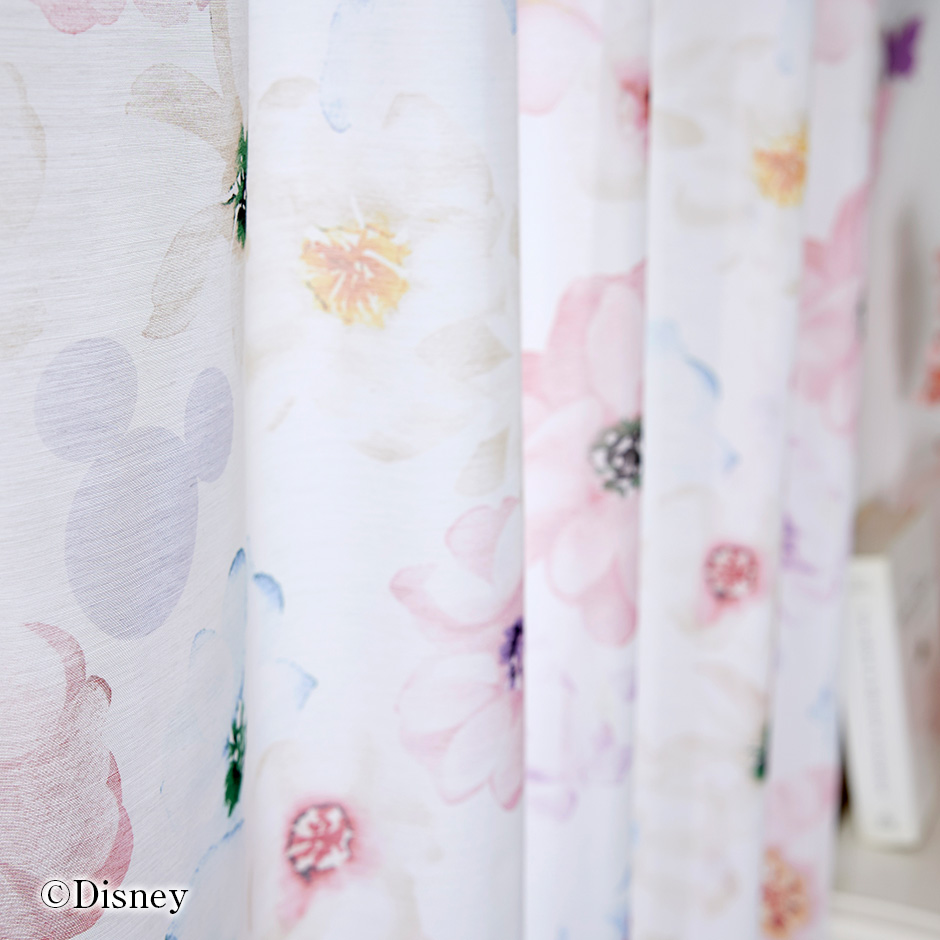 ディズニーレースカーテン　アロマ〔ミッキー〕（L-1296)