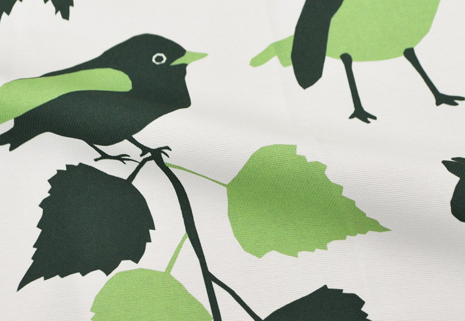 かわいい小鳥とリーフ柄の2級遮光カーテン　BIRDS11078