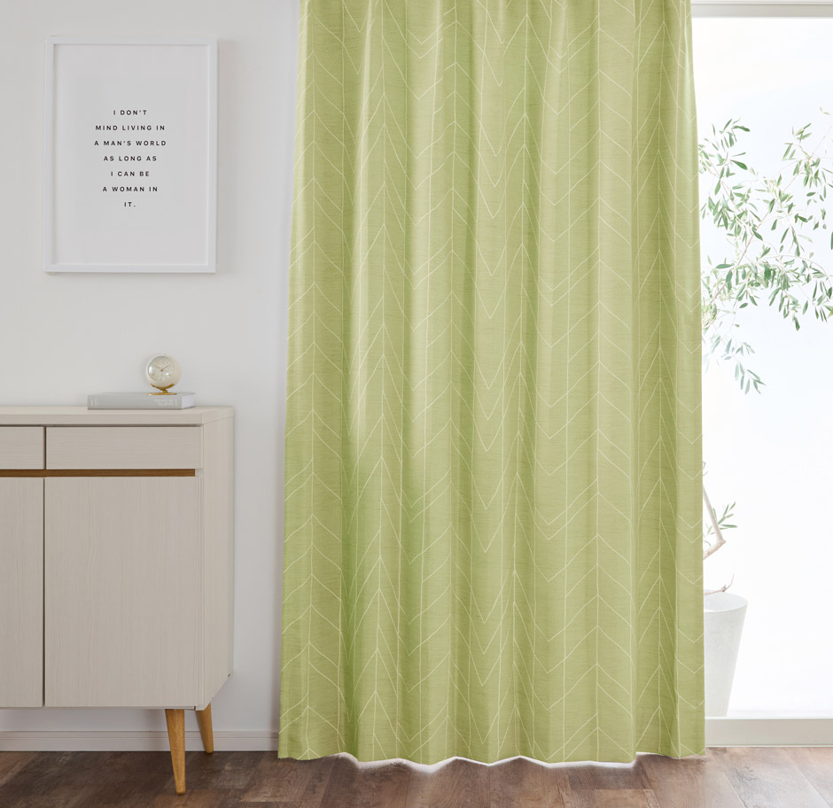 北欧風の線描き幾何柄がかわいい防炎2級遮光カーテン　NH-512