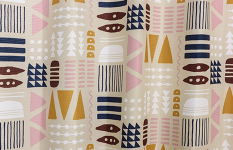 北欧テイストな幾何柄の2級遮光カーテン　KIKA11078