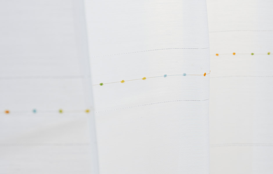 リズミカルなドットがおしゃれな遮熱・防炎レースカーテン　FP0705