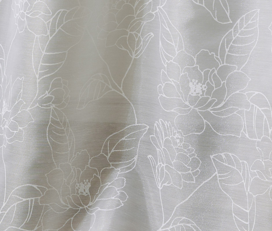 線描きの花柄をラッカープリントで華やかに表現した遮熱レースカーテン　LS-731