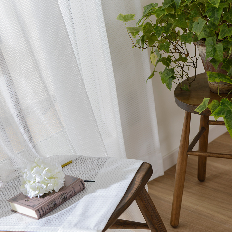 防炎・ミラー・UVカットレースカーテン　L-462