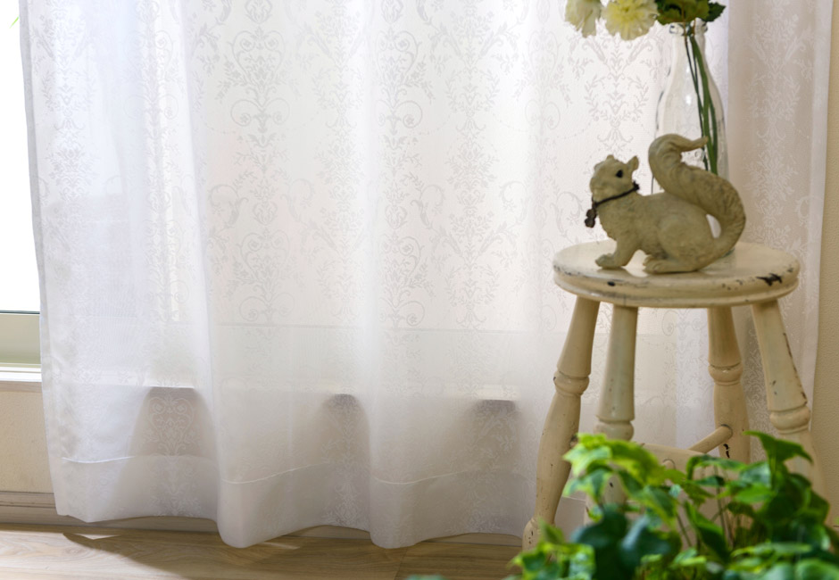 遮像・採光・ミラー・UVカットレースカーテン　L-1240