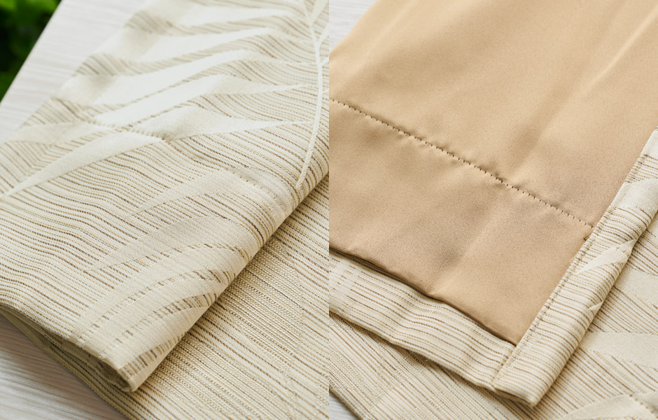 モダンなシダ柄がおしゃれな遮光裏地付き2級遮光カーテン パーム