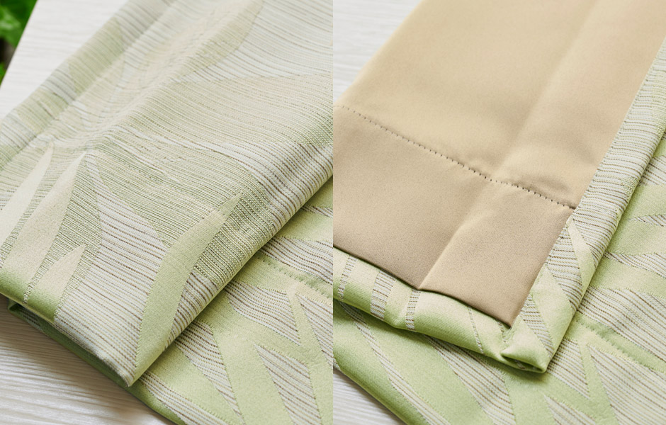 モダンなシダ柄がおしゃれな遮光裏地付き2級遮光カーテン パーム