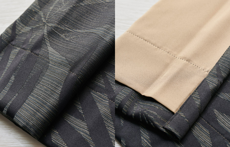 モダンなシダ柄がおしゃれな遮光裏地付き2級遮光カーテン パーム