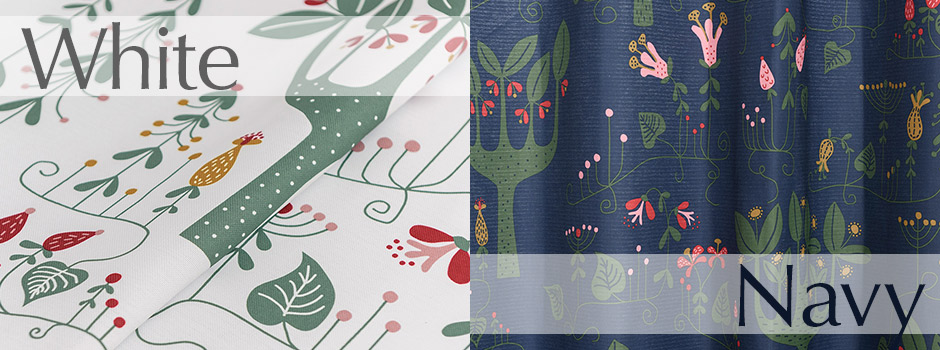 おとぎ話の森のようなプリント2級遮光カーテン　MORI11078