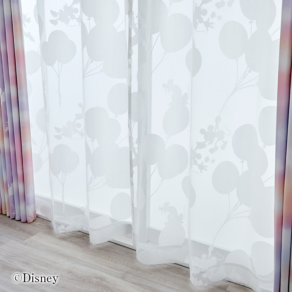 ディズニーレースカーテン　バルーンボイル〔ミッキー〕（L-1296)