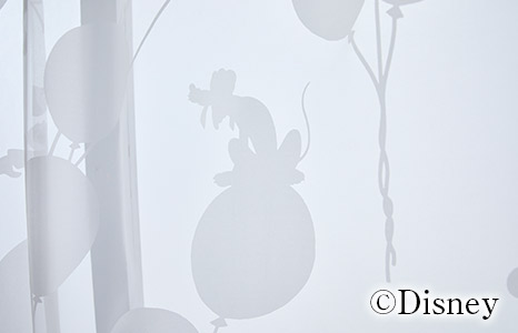 ディズニーレースカーテン　バルーンボイル〔ミッキー〕（L-1296)