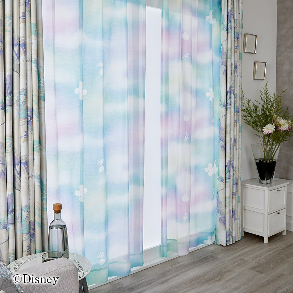 ディズニーレースカーテン　メロウボイル〔ミッキー〕（L-1296)