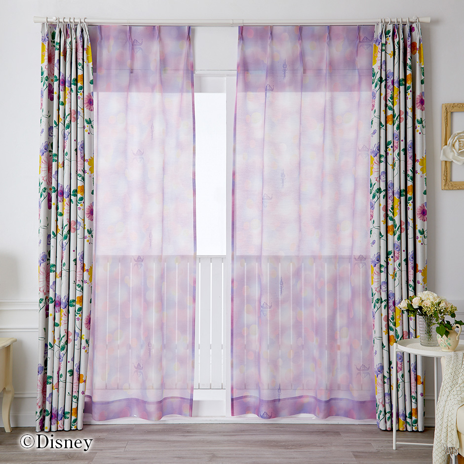 ディズニーレースカーテン　シーザライトボイル〔プリンセス〕（L-1296)