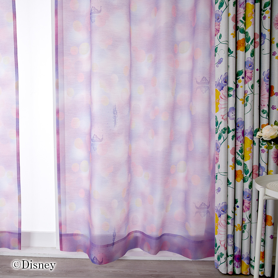 ディズニーレースカーテン　シーザライトボイル〔プリンセス〕（L-1296)