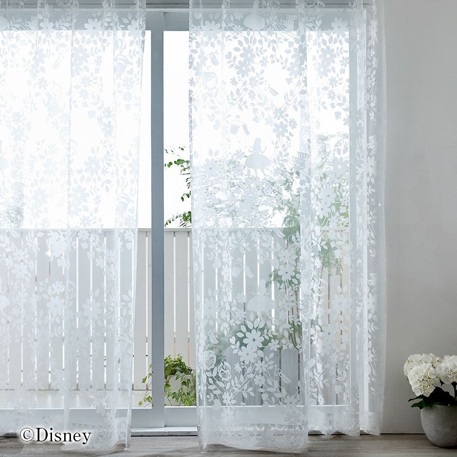 ディズニーレースカーテン　スウィートフラワーボイル〔アリス〕（L-1296)