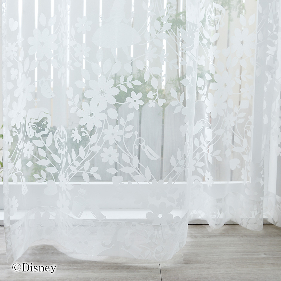 ディズニーレースカーテン　スウィートフラワーボイル〔アリス〕（L-1296)