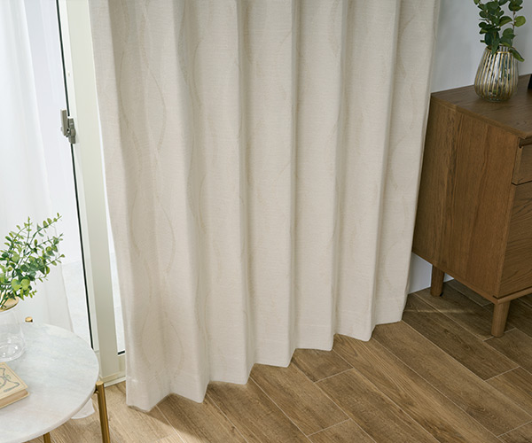 モダンなウェーブ柄 上品なジャガード織の1級遮光カーテン X2402