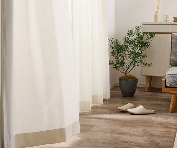 帝人「涼しや(R)」を使用！ナチュラルな遮熱・遮像・UVカットレースカーテン L-1258