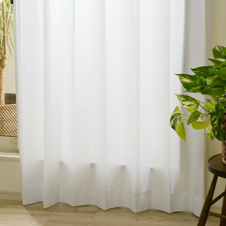 西日に強く合わせやすい無地調の遮熱・遮像・UVカットレースカーテン L