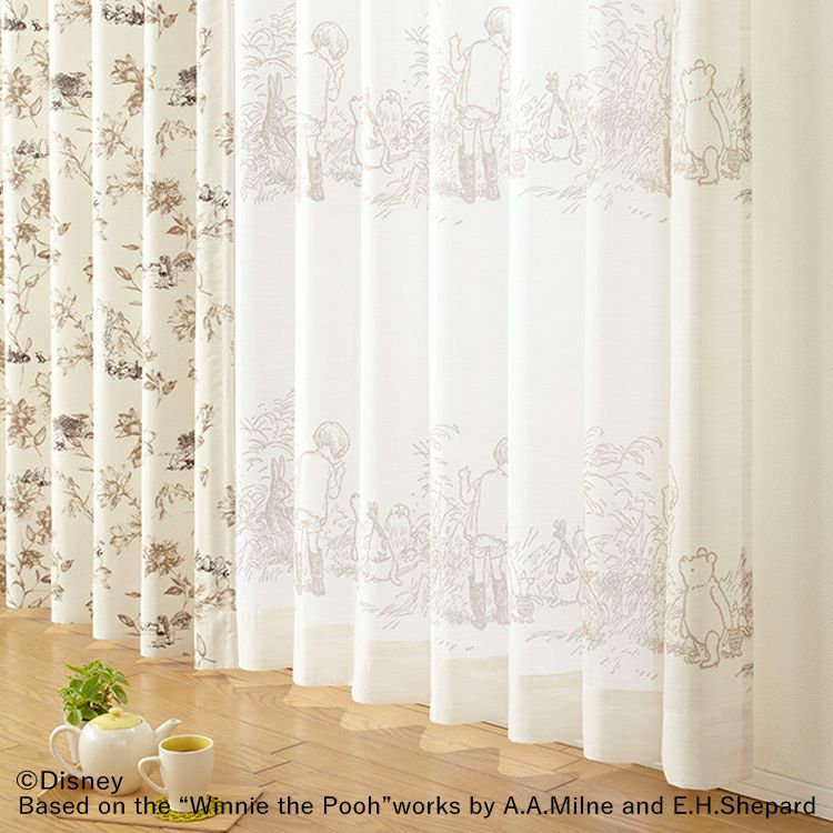 ボイルレースカーテン ディズニー[プーさん]・シークレット（L-1296